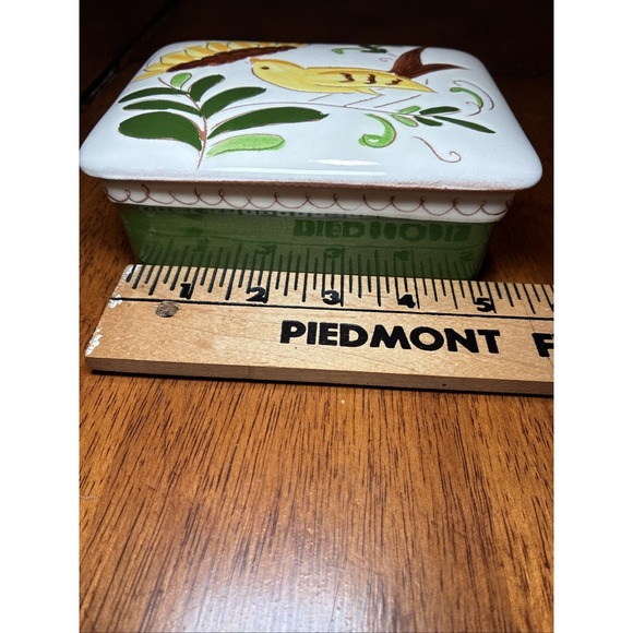 Vintage Stangl Pottery Yellow Bird And Sunflower Trinket Box - Picture 13 of 15